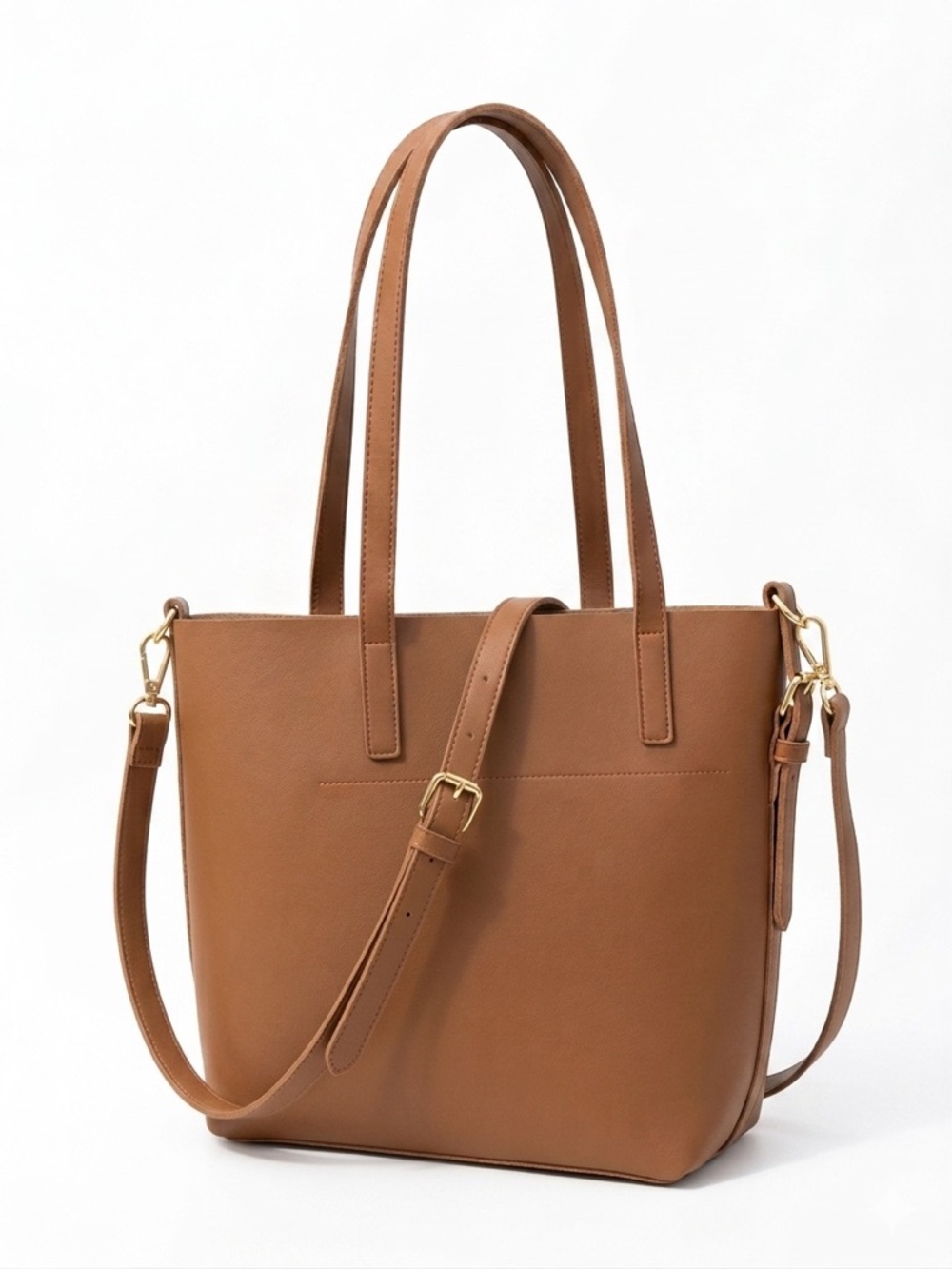 Henny & Lev Cognac Vegan Leather Tote + Crossbody